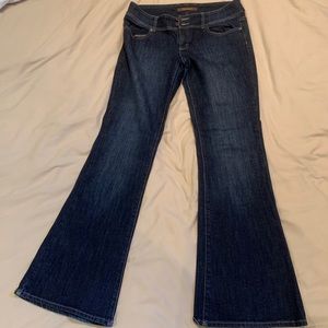 Dark denim flares